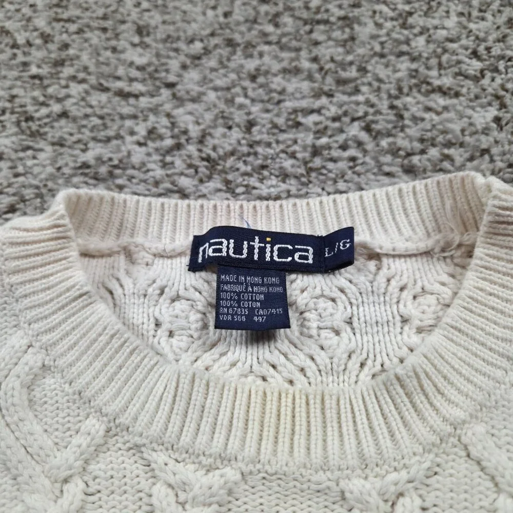 Nautica Sweater Mens Large Purple Colorblock 100% Cotton Casual Colorful Retro